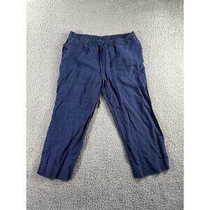 Cropped Linen Pants Women Large Mid Rise Stretch Elastic Waist Casual Minimalist